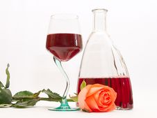 Red Wine And Rose Royalty Free Stock Photography Red Wine And Rose Royalty Free Stock Photography