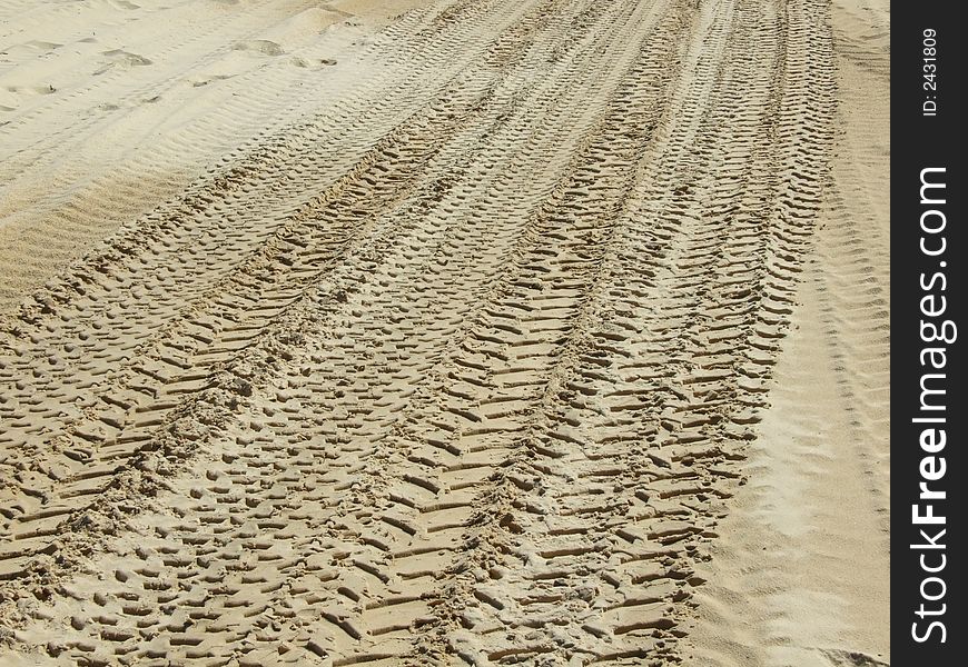 4x4 tyre tracks on the beach