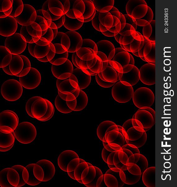 Many red and transparent bubbles/ ballons flying diagonal over black background. Many red and transparent bubbles/ ballons flying diagonal over black background