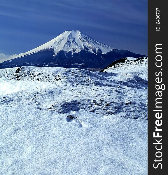 Cool winter view of Mount Fuji. Cool winter view of Mount Fuji