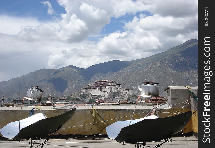 Potala palace seen from a roof