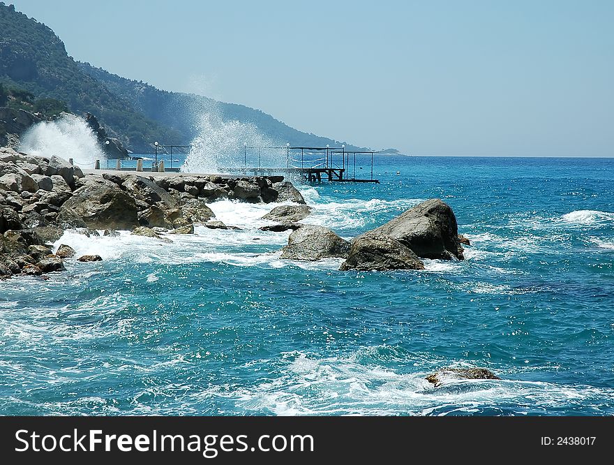 Mediterranean coast (Turkey) in summer day