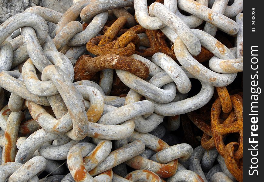 Old rusty chain at the seaport