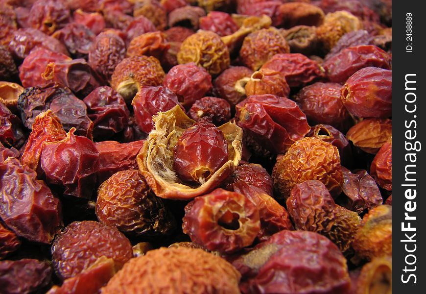 Dried hips.Close up.In a plenty.