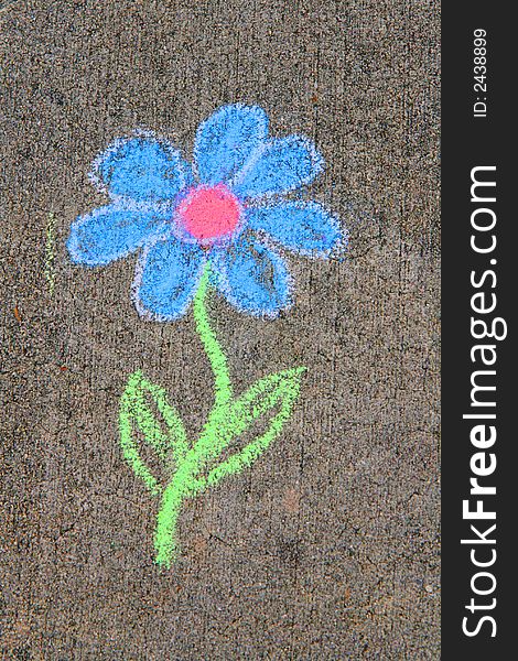 Blue flower drawn with chalk. Blue flower drawn with chalk