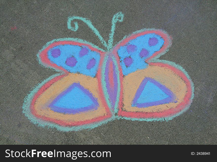 Colorful Butterfly drawn with chalk. Colorful Butterfly drawn with chalk