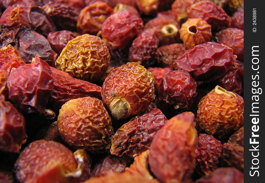 Dried hips.Close up.In a plenty.