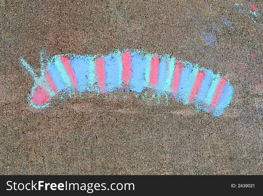 Colorful Caterpillar drawn with chalk. Colorful Caterpillar drawn with chalk