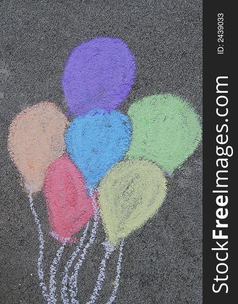 Colorful Balloons drawn with chalk. Colorful Balloons drawn with chalk