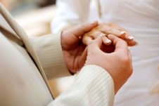 Putting A Wedding Ring On Bride S Finger Royalty Free Stock Photography Putting A Wedding Ring On Bride S Finger Royalty Free Stock Photography