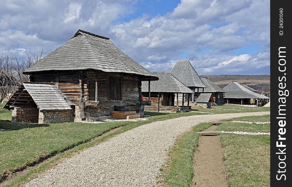 Traditional household made by wood from maramures land of romania - northern transylvania