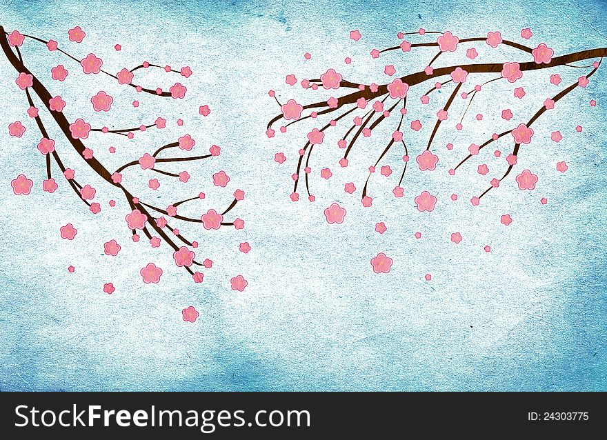 Illustration of a grunge Cherry blossom abstract background