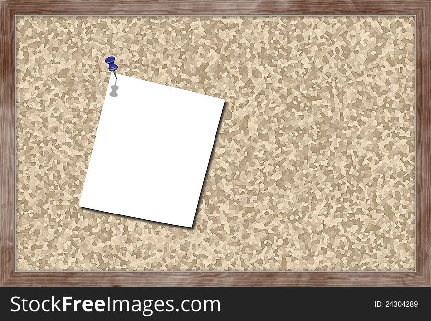 Cork board with blank paper