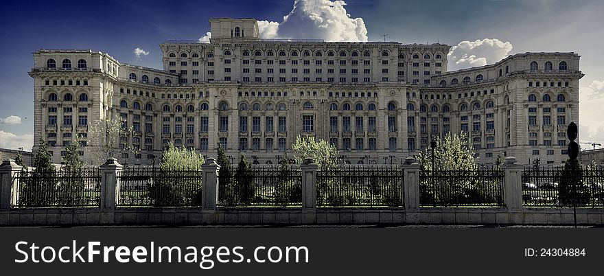 The Parliament House, Bucharest, Romania also known as People House- north side view