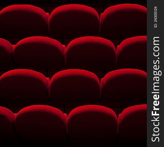 Red cinema or theater empty seats. Red cinema or theater empty seats