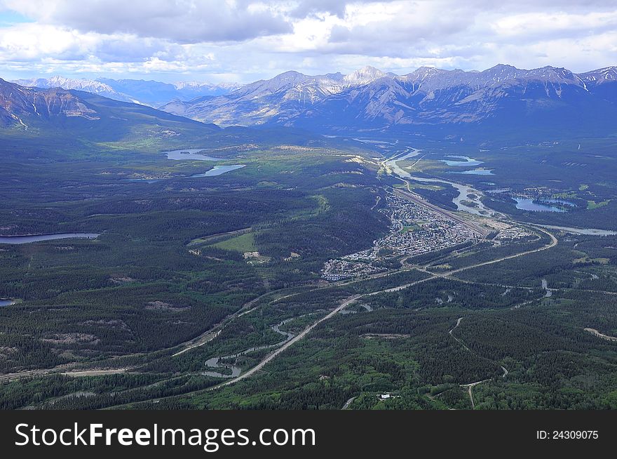 View from Whistlers mountain. Jasper National park. Canada. View from Whistlers mountain. Jasper National park. Canada.