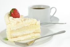 Vanilla Cake With Strawberry On Top Stock Images