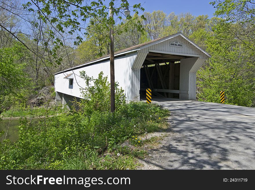 Adams Mill Covered Bridge in Carroll County, Indiana. Adams Mill Covered Bridge in Carroll County, Indiana
