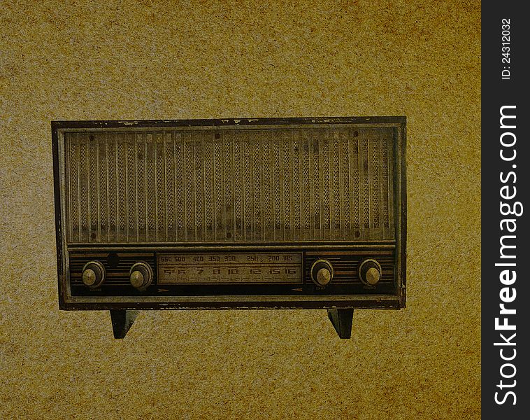 Radio retro on grunge paper background