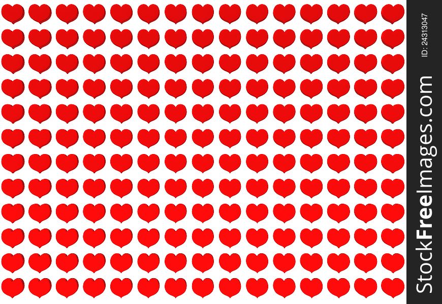 Background of hearts, front view. Background of hearts, front view