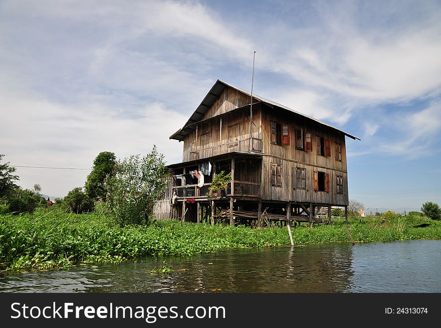 Local lake house in Inle lake Myanmar