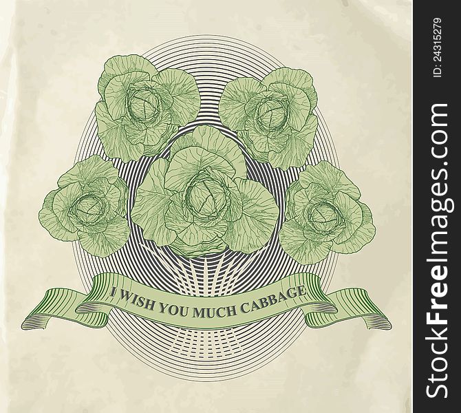 Vector Illustration Of A Bouquet Of Cabbage