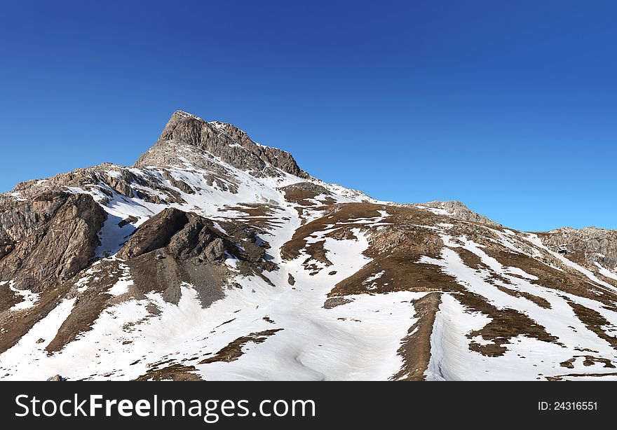 Alpine Hill With Snow