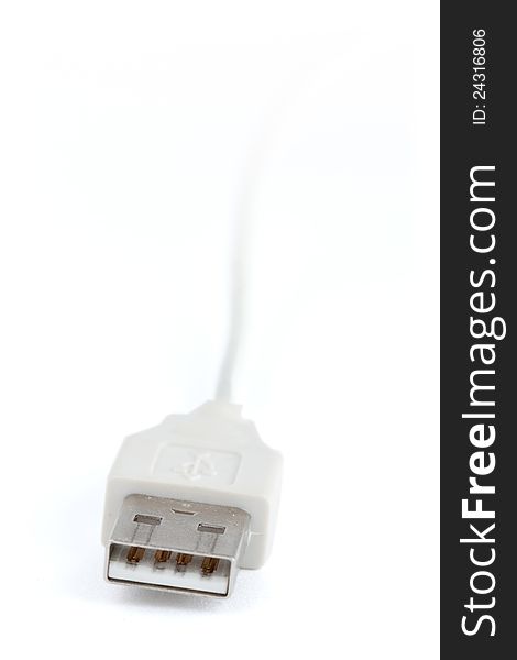 White USB plug on a white background