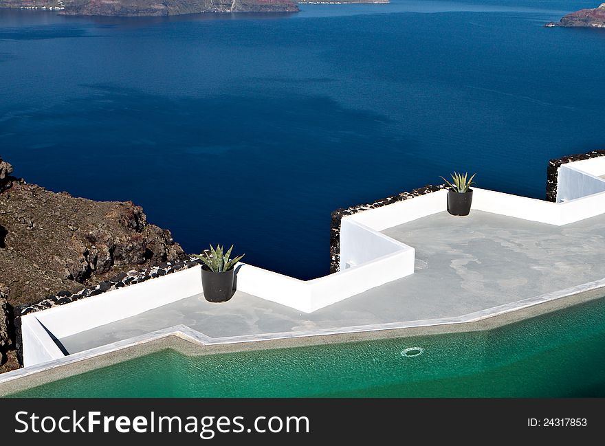 Caldera view from Imerovigli at Santorini island in Greece