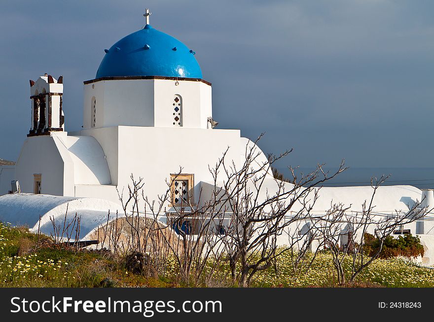 Traditional orthodox church at Santorini island in Greece. Traditional orthodox church at Santorini island in Greece