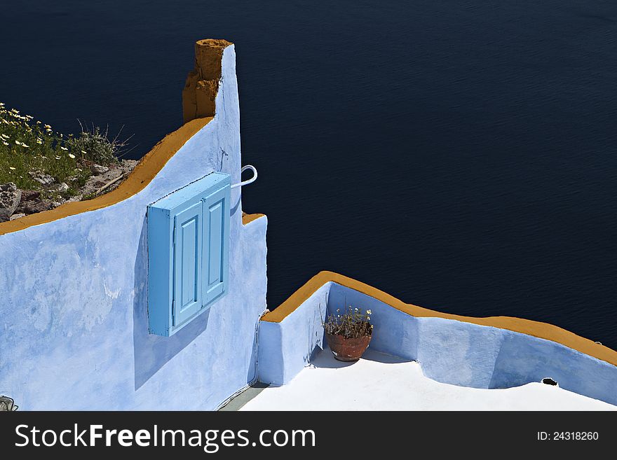 Typical architecture style of a house at Santorini island in Greece. Typical architecture style of a house at Santorini island in Greece