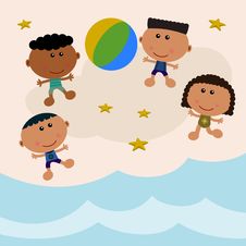 Beach Scene With Beach Ball Royalty Free Stock Images Beach Scene With Beach Ball Royalty Free Stock Images