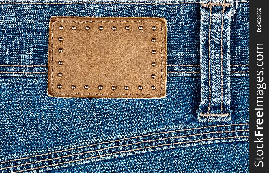 Blank Leather Jeans Label Decorated By Rivets