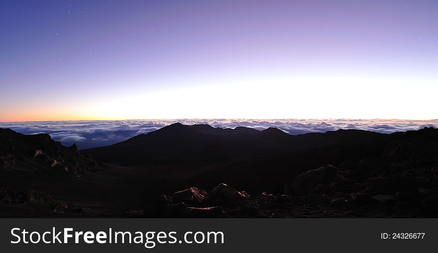 Minutes before sunrise at Haleakala Crater on Maui