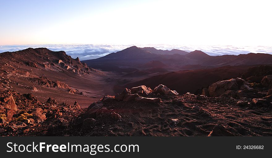 Minutes before sunrise at Haleakala Crater on Maui