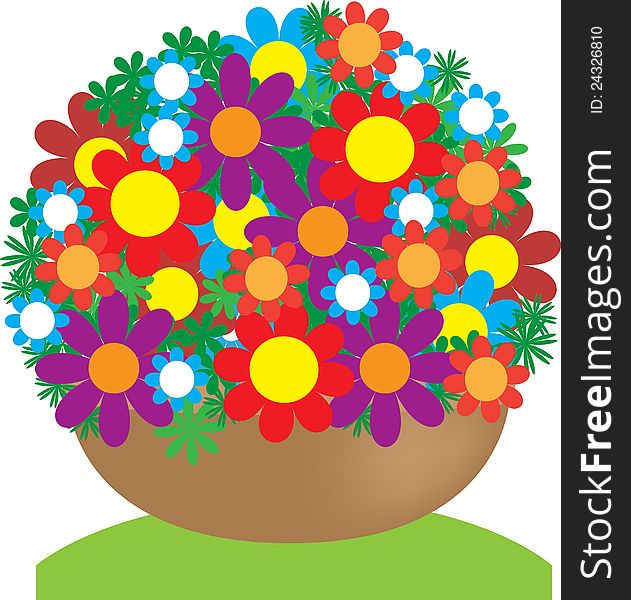 Stock Illustration - a basket of flowers. Stock Illustration - a basket of flowers