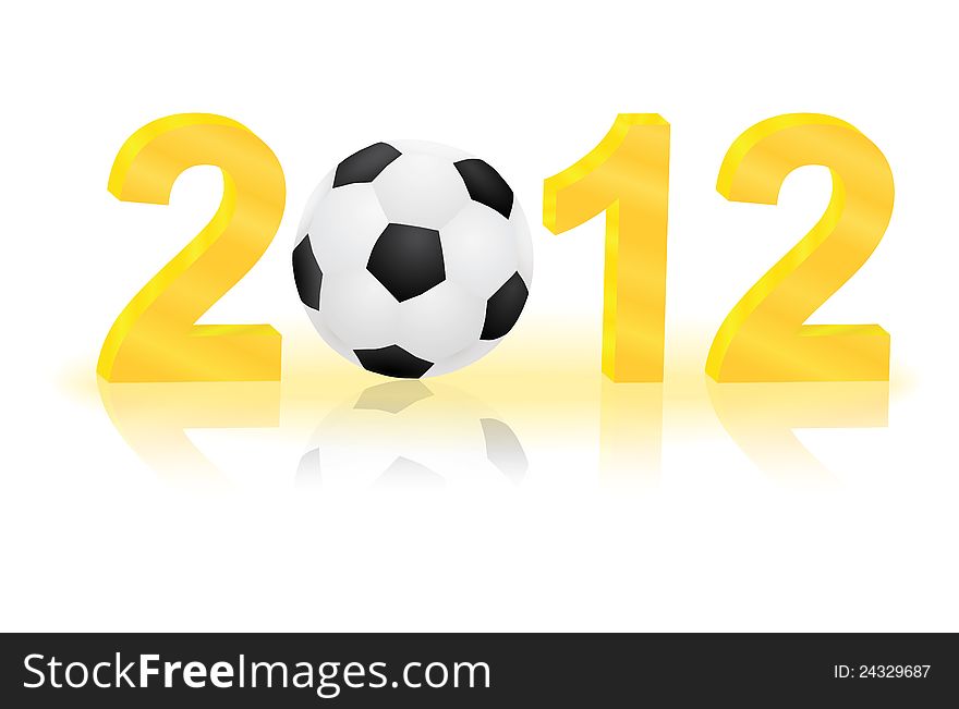 Golden number 2012 with ball vector illustration