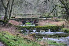 Moss Covered Bridges Over A Small River Royalty Free Stock Image Moss Covered Bridges Over A Small River Royalty Free Stock Image