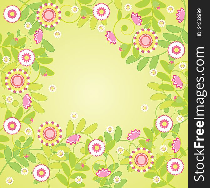 Fresh vector background with plants and flowers. Fresh vector background with plants and flowers