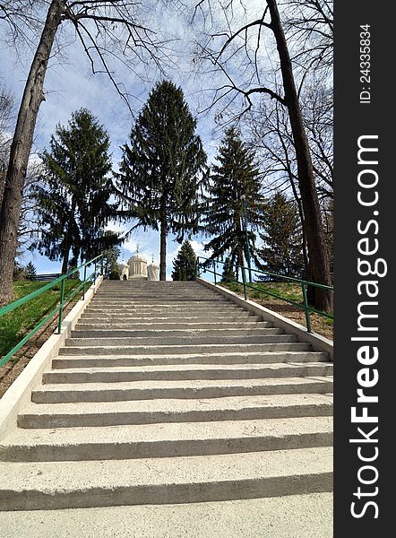 Curtea de Arges church stairs near Bucharest in Romania. Curtea de Arges church stairs near Bucharest in Romania