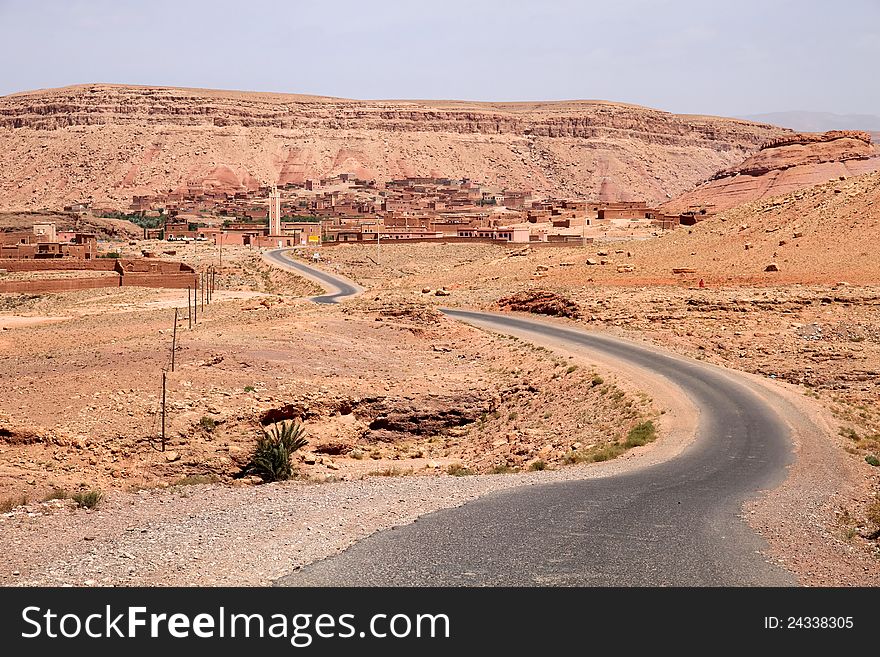 Road from Ouarzazate to Marrakesh through Atlas mountains. Road from Ouarzazate to Marrakesh through Atlas mountains