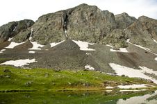 Melting Snow And A Mountain Lake. Royalty Free Stock Image Melting Snow And A Mountain Lake. Royalty Free Stock Image