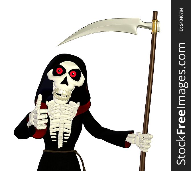Illustration of a grim reaper showing his thumbs up isolated on a white background. Illustration of a grim reaper showing his thumbs up isolated on a white background