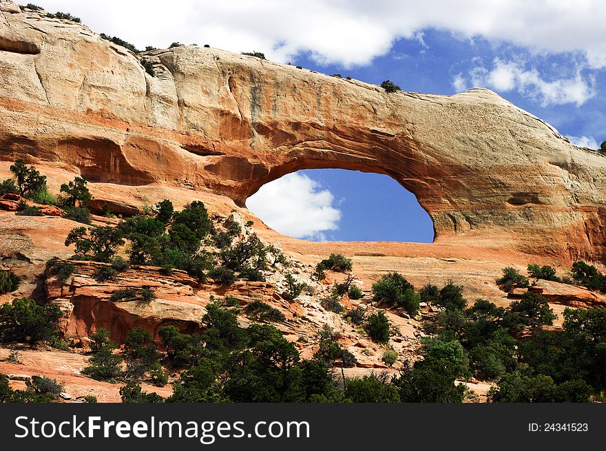 An arch in a rock in Arches National Park in USA