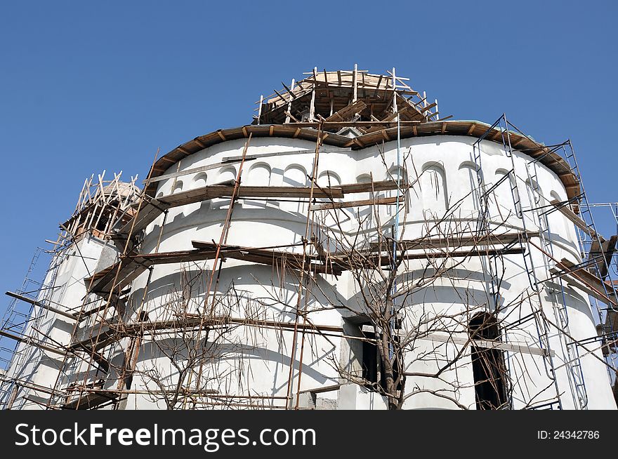 A new church construction site. A new church construction site