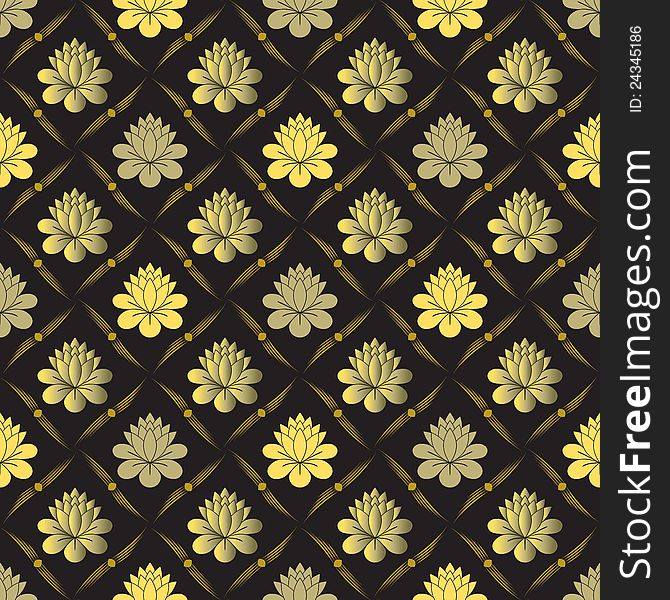 Vector Seamless Gold Floral Pattern