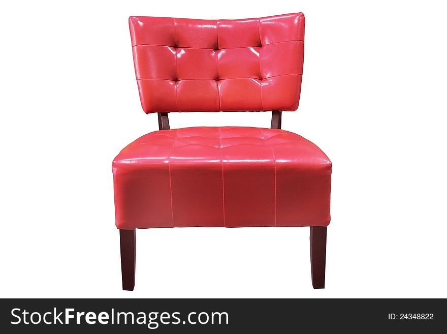 Vintage red armchair on white background