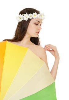 Young Woman Profile In Chamomile Royalty Free Stock Image