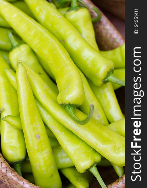 Group of Green Chilli in basket