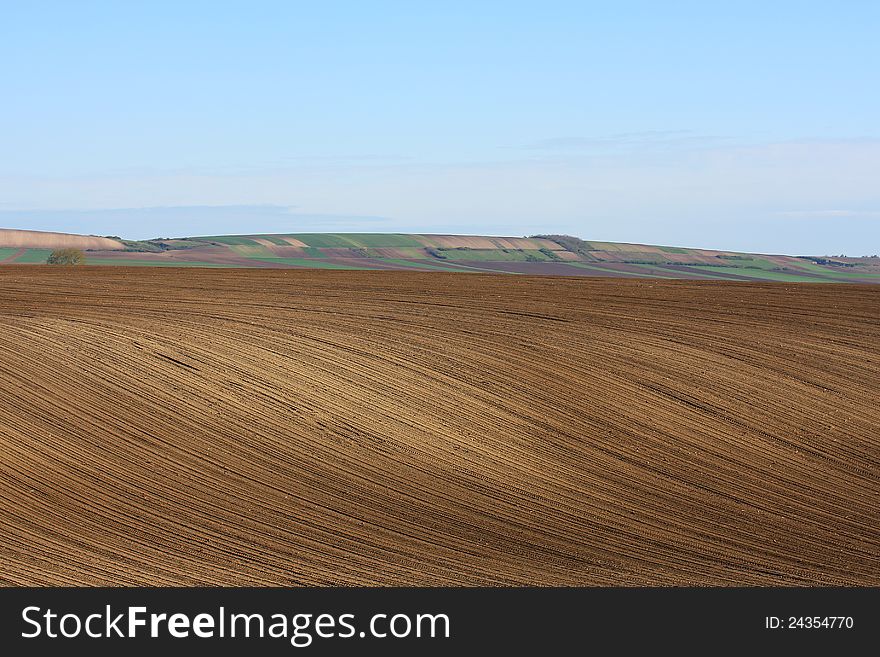Farmland,large field with blue sky